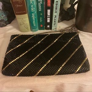 Disco clutch with long gold chain strap